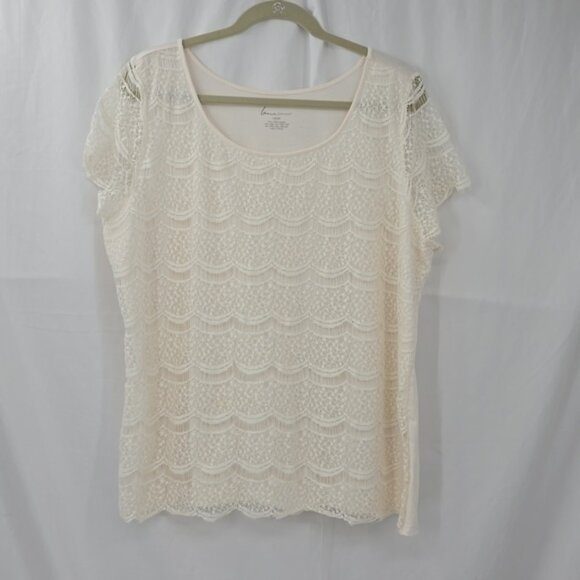 Lane Bryant Women's Lace Short Sleeve Pullover Tiered Design Plus Size 18/20 - Picture 1 of 8